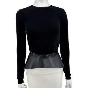 BcbgMaxAzria Corsage Size XS, PU Waist Black Leather Belt with Goldtone Hardware